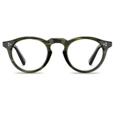  round acetate eyeglasses Mesa CA2306-FC07 with metal rivet details Italian design prescription frames men eyeglasses front