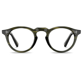  round acetate eyeglasses Mesa CA2306-FC07 with metal rivet details Italian design prescription frames men eyeglasses front