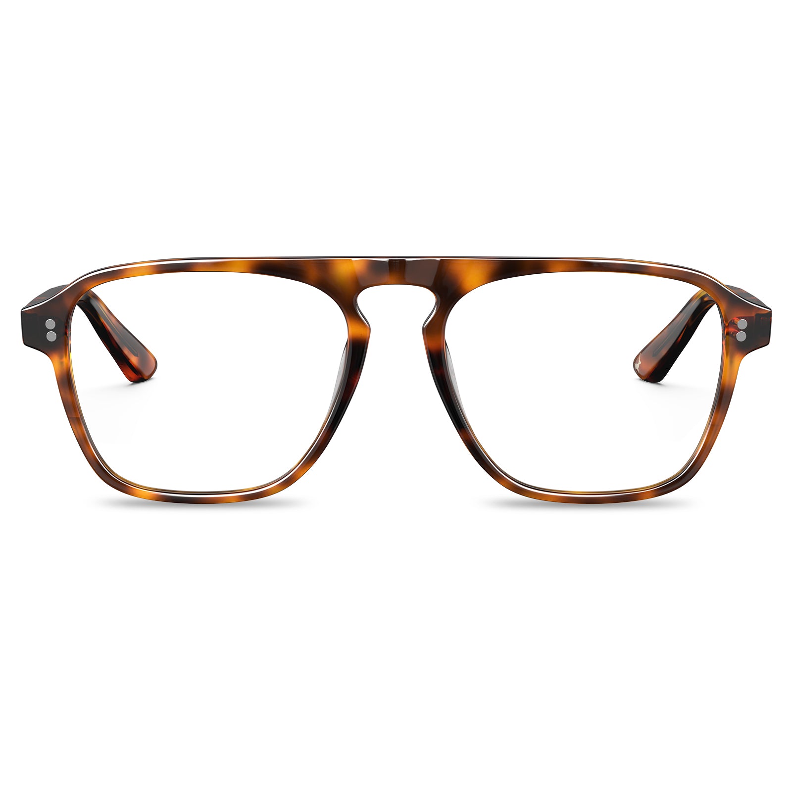 square acetate eyeglasses nevada  with metal rivet details Italian design prescription frames  eyewear front