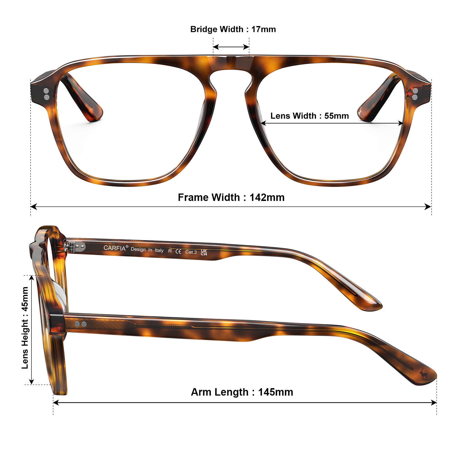square acetate eyeglasses nevada  with metal rivet details Italian design prescription frames  eyewear size