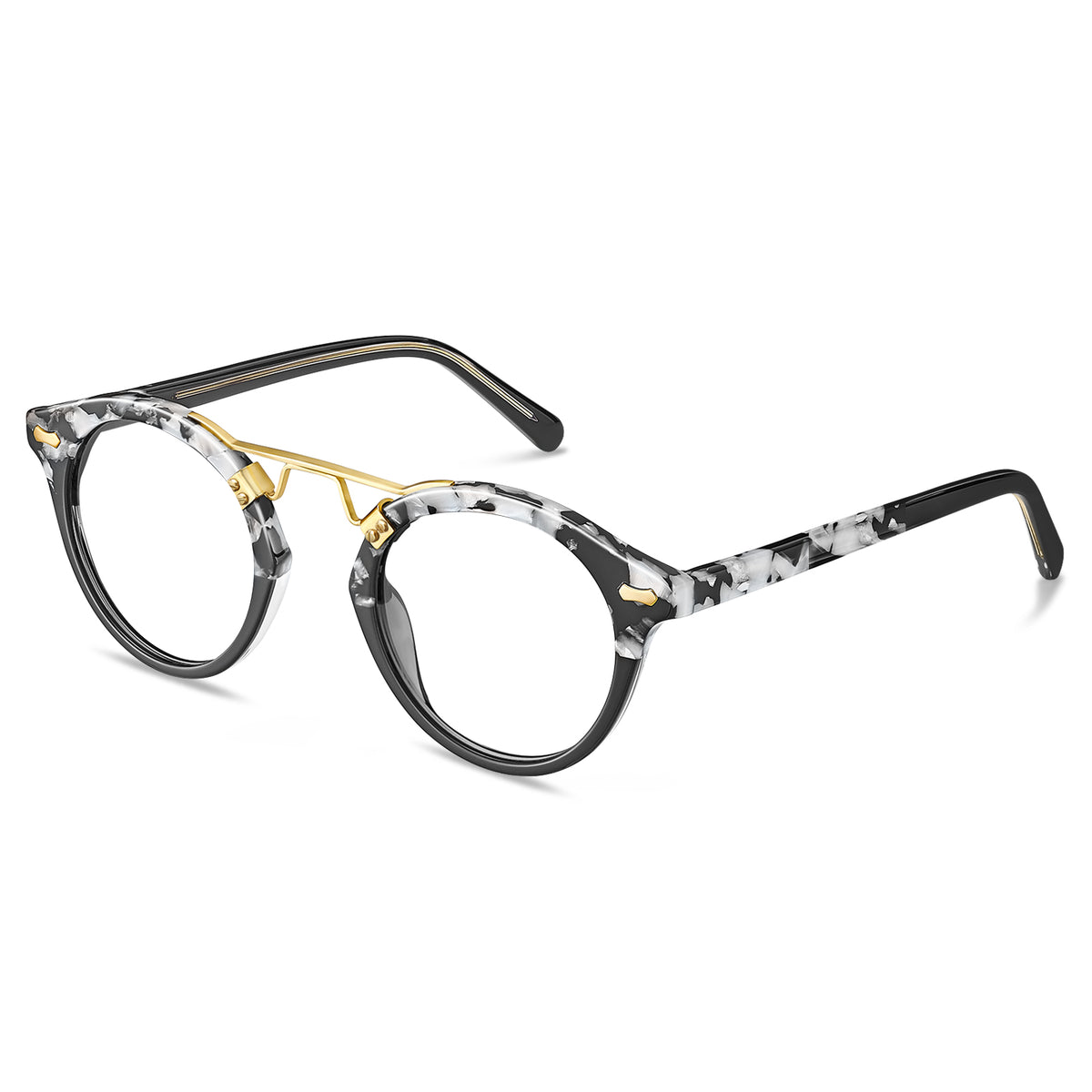 tortoise-acetate-eyeglasses-black-and-white-round-full-rim-frame-everyday-use-eyewear-angle