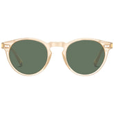 Transparent Yellowish Frame with Green Lenses Pantos Round Sunglasses