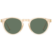 Transparent Yellowish Frame with Green Lenses Pantos Round Sunglasses