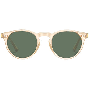 Transparent Yellowish Frame with Green Lenses Pantos Round Sunglasses